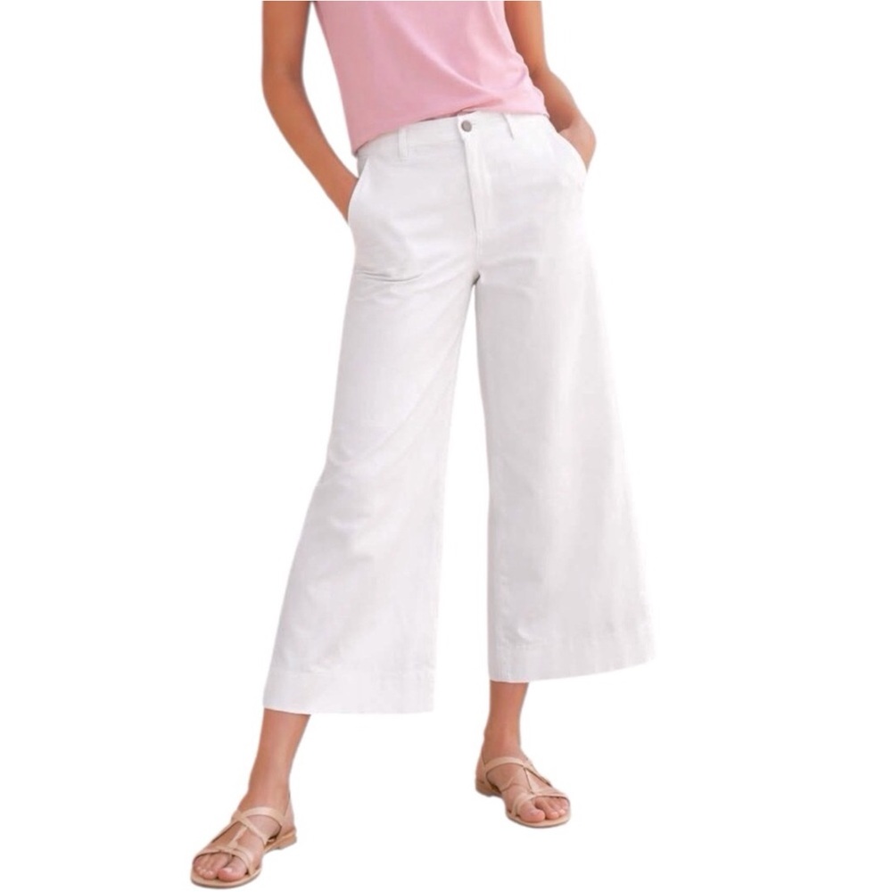 Eileen Fisher Jeans Wide Leg White Cropped Ankle Pants Size Large